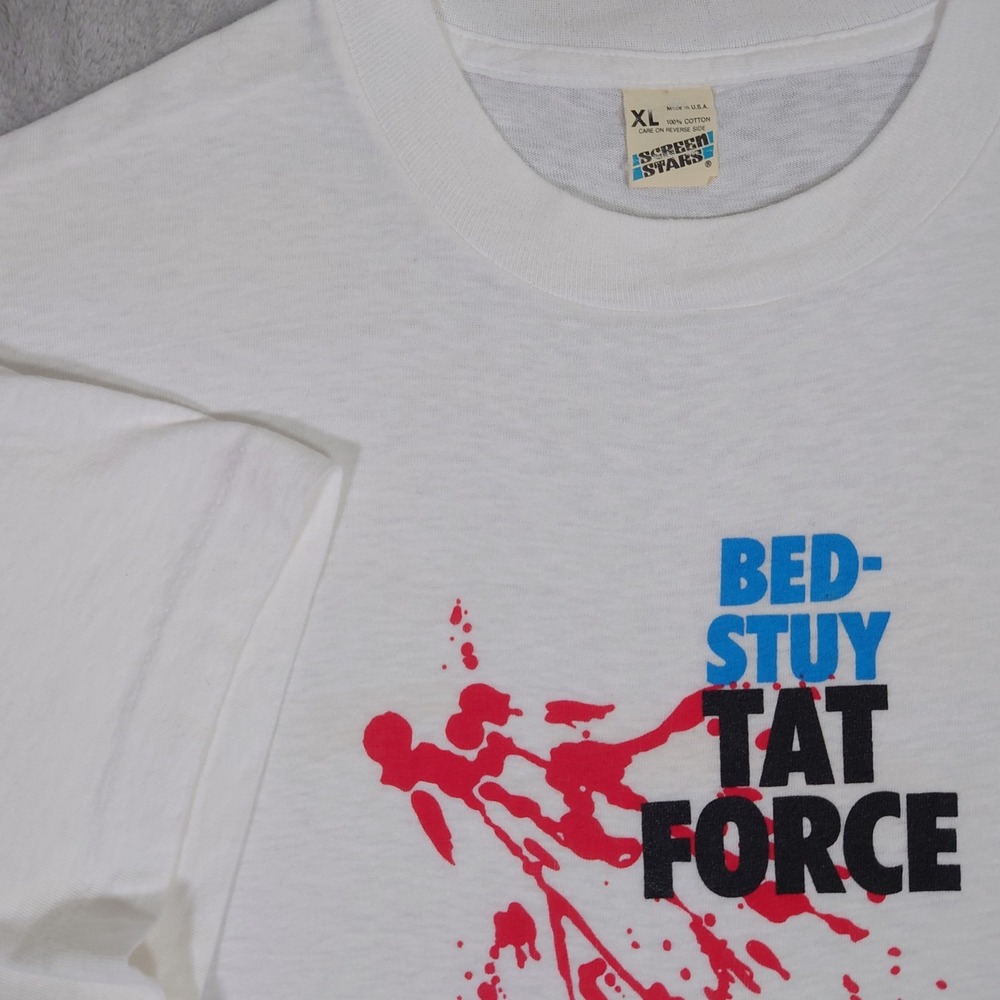 Brooklyn Bed-Stuy Tat Force T-shirt Mens XL Vintage 90s Screen Stars NYC White